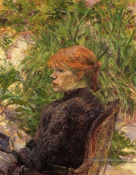 femme aux cheveux rouges assis dans le jardin de m forêt 1889 Toulouse Lautrec Henri de Peinture à l'huile
